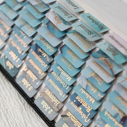UPAFEXXI-Bible Tabs for Women and Men, 3D Gold Foil Embossed Lettering - color: Blue2