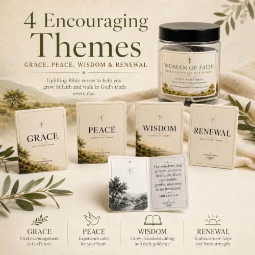 Bible Verse Jar for Women, 60 KJV Scripture Cards, Christian Gift - color: Woman of faith