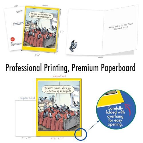 NobleWorks Jumbo Funny Get Well Card Worried Pigeons J2075GWG - style: Worried Pigeons