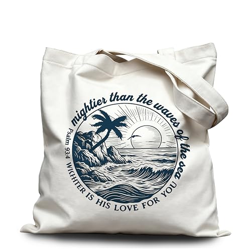 Canvas Tote Bag for Women, Wide Comfortable Strap, Lightweight Eco-Friendly Beach & Shopping Tote - color: Beach 5