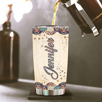WAZONE Personalized Owl Insulated Tumbler Cup With Name Mandala Style 20oz 30oz Stainless Steel Travel Mug Gifts Christmas Birthday for Women Girl Animal Lovers Daughter Best Friends Sister - color: Owl