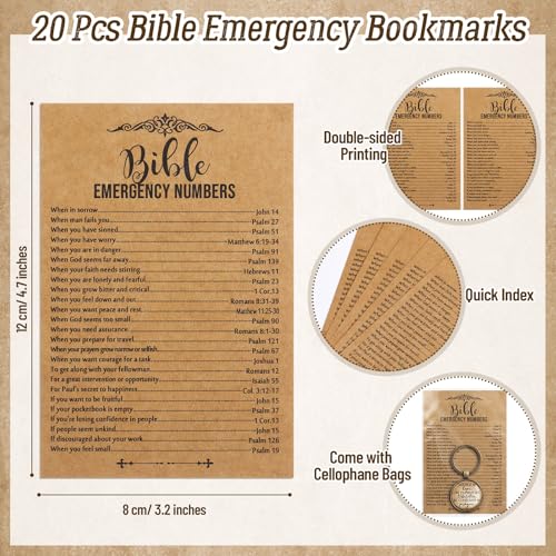 Tondiamo 20 Set Christian Keychains Gifts Bible Verse Inspirational Cards