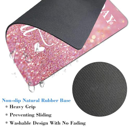 Begin Each Day with A Grateful Heart Quote Mouse Pad, Pink Glitter Desk Mat - color: Custom Designs Art 054