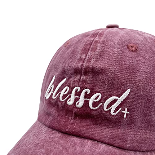Waldeal Women's Embroidered Dad Hat, Adjustable Vintage Washed Cotton Baseball Cap for Men - color: Burgundy