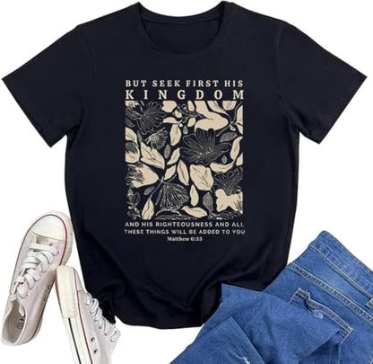 Christian Bible Verse T Shirts for Women - color: Black1, size: X-Large