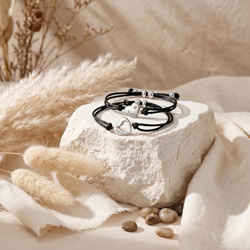 POPLYKE 925 Sterling Silver Infinity/Cow/Wing/Cross/Heart Bracelet for Mom and Daughter Jewelry Birthday - style: Motherandson bracelet Set