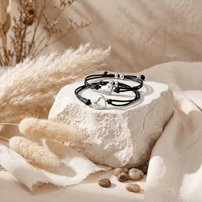 POPLYKE 925 Sterling Silver Infinity/Cow/Wing/Cross/Heart Bracelet for Mom and Daughter Jewelry Birthday - style: Motherandson bracelet Set