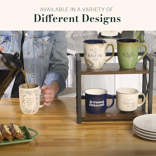 Christian Art Gifts Large Women's Ceramic Coffee Bible Verse Mug - color: White & Taupe Floral/Everything Beautiful