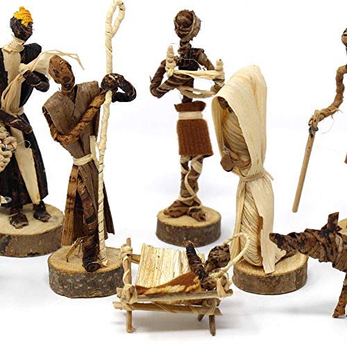Global Crafts Nativity Parent - Handmade Nativity Set - Fair Trade Banana Fiber Christmas Décor