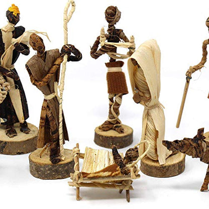 Global Crafts Nativity Parent - Handmade Nativity Set - Fair Trade Banana Fiber Christmas Décor
