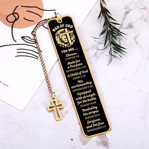 Baptism Gifts for Men, Bible Bookmark Man of God, Lion Bible Verse Bookmark