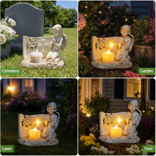 ZQQLITE Solar Angel Statue Lights for Cemetery & Garden Memorial with LED Lights Gift for Loss of Loved,One Garden Grave Markers Decor - color: Angels
