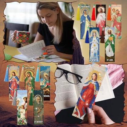 Sinload 10 Pcs Christian Diamond Painting Bookmark 5d Acrylic Art - style: Catholic