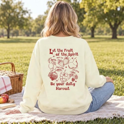 Womens Christian Faith Bible Verse Fruit of The Spirit Sweatshirt - color: Apricot, size: Small