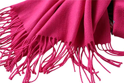 Urban CoCo Embroidered Scarf for Women, Tassel Shawl, Soft Lightweight Wrap - color: Rose