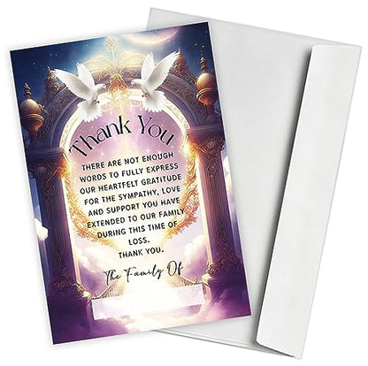 Thank You Card, 25 Pcs Funeral Greeting Card with Envelopes, Personalized Thank You Notes, Fillable Thank You Cards with Celebration of Life, G3 - color: multicolorGX03