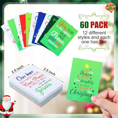 60 Pcs Christmas Bible Verse Gold Foil Wallet Cards, 3.5 Inch - color: Christmas