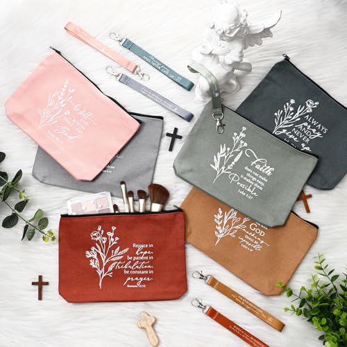Huhumy 12 Pcs Christian Makeup Bag, Bright Colors, Aesthetic - color: Bright Colors, style: Aesthetic