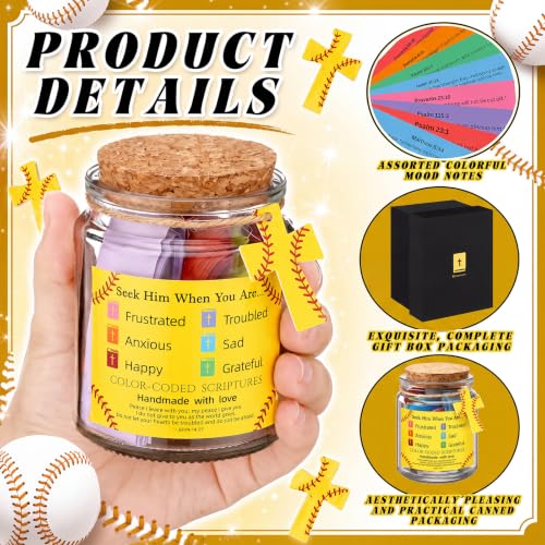 Lunmon Softball Christian Affirmation Jar with Color-coded Bible Verses - style: Softball
