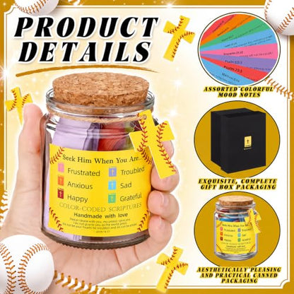 Lunmon Softball Christian Affirmation Jar with Color-coded Bible Verses - style: Softball