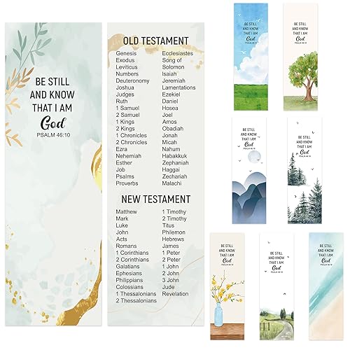 Qilery 64 Pieces Books of the Bible Bookmarkers Large Print Christian Gifts Book Markers for Reading Christian Religious Bookmarks for Lovers Readers Office Supplies Gift