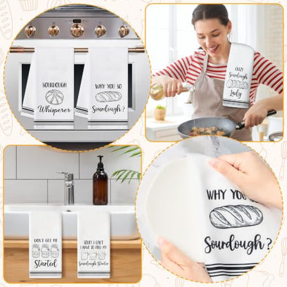 R HORSE 5 Pack Funny Sourdough Tea Bread Kitchen Dish Towels - color: Baking