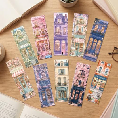 50 Pcs European Bookstore Bookmarks Gift Book Marks for Book Lover - color: European Bookstore