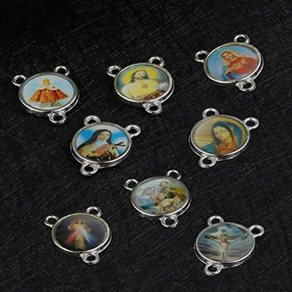 COTTVOTT St Benedict,Our Lady of Guadalupe Medal for DIY Jewelry Making,Virgin Mary Christ Jesus Rosary Center Connection Part - color: 30pcs-Enamel Round Medal B