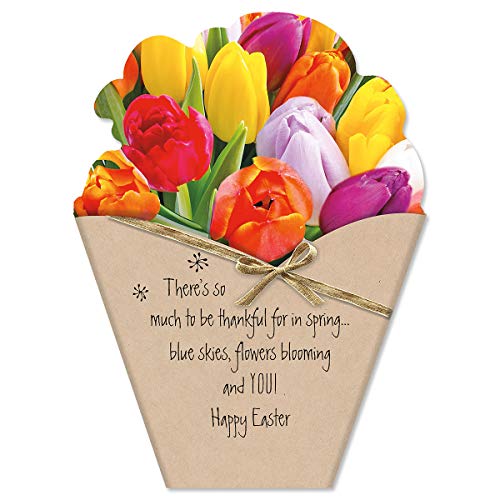 Current Die Cut Easter Bouquet Value Greeting Card Set - Value Pack of 8 Cards for Kids & Adults With White Envelopes, 4 Design Prints, Large 5" x 7" Greetings - color: Bouquet