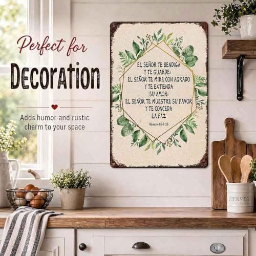 Spanish Bible Verse Blessing Aluminum Metal Sign 8 x 12 Inch