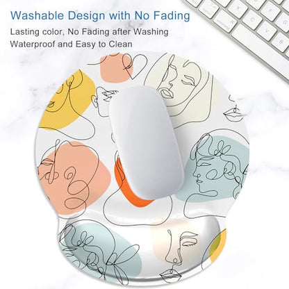 ITNRSIIET Ergonomic Mouse Pad with Wrist Support Wrist Rest Smooth Surface Non-Slip Rubber Base Comfortable Office Supplies Pain Relief, 9.8 x 9.1 inches, Guise - color: Guise