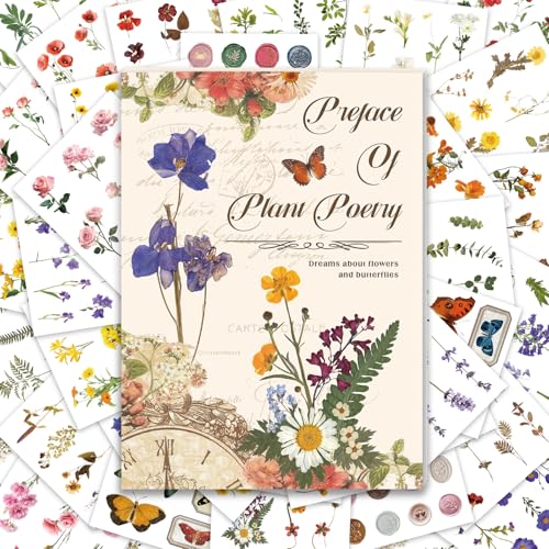 PRSTINCOL Flower Sticker Book, 40 Sheets 470pcs Floral Botanical Themed Journaling Supplies for Scrapbooking Supplies Aesthetic Junk Journal Craft DIY Craft Card Making Laptop - color: Colorful