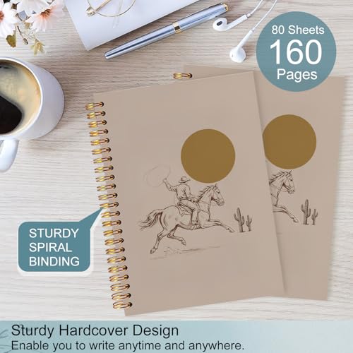 Boho Western Cowboy Spiral Notebook 5.5x8.3 - color: White Boho Western Cowboy