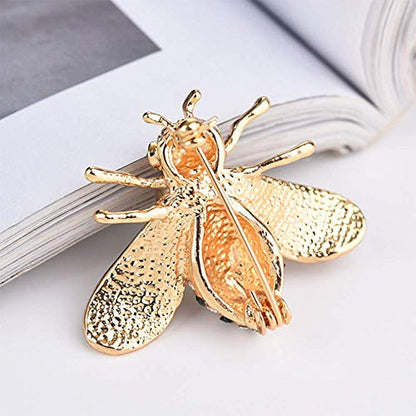 Honey Bee Brooches Crystal Insect Themed Bee Brooch Animal Fashion Shell Pearl Brooch Pin Gold Tone - color: gold pearl