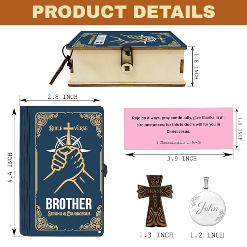 Personalized Bible Verse Box for Brother with Prayer Cross, 150 Color-Coded Scripture Cards, Custom Name with Keychain, Christian Gift, Faith Encouragement Keepsake for Men - color: Brother