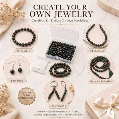 Cherry Tree Collection 100PCS 6mm Bloodstone Round Bead Craft Kit - color: bloodstone, size: 6mm