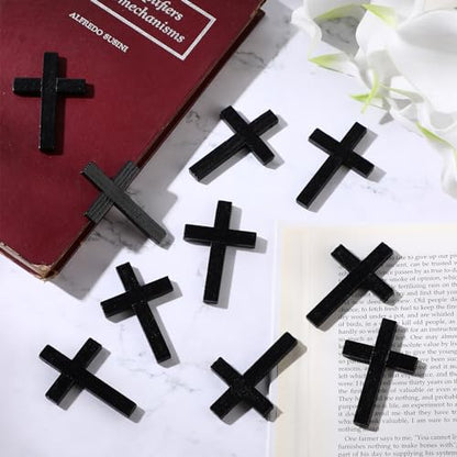 meekoo Natural Wooden Cross Bulk Pendants Mini Cross Beads Bulk for DIY Crafts Jewelry Making - color: Black, size: 1.57 x 2.36 x 0.2 Inch