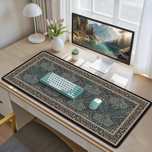 iCasso Desk Cover Mat, Office Mouse Pad,35.4x15.7in,Retro Black - color: A-retro Black
