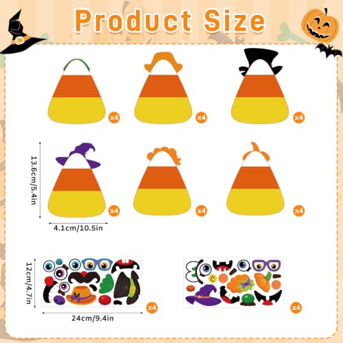 24Pcs Halloween Craft Kit for Kids, DIY Candy Corn Stickers (Mature) - style: Candy Corn Mature