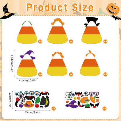 24Pcs Halloween Craft Kit for Kids, DIY Candy Corn Stickers (Mature) - style: Candy Corn Mature
