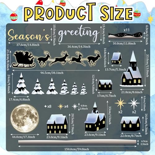 Christmas Bulletin Board Decorations Set Winter Snowy Classroom Cutouts Christmas Season Greeting Bulletin Board Decor for Xmas Party School Classroom Chalkboard Wall Favor - style: Reindeer Car