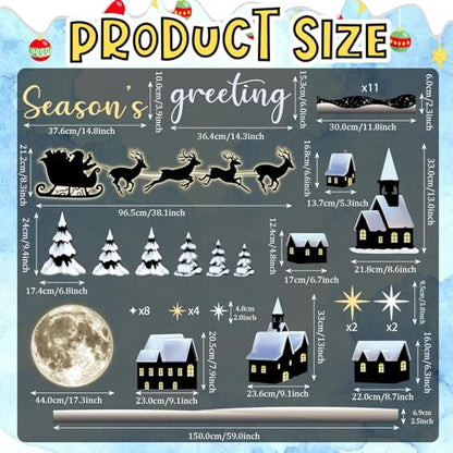 Christmas Bulletin Board Decorations Set Winter Snowy Classroom Cutouts Christmas Season Greeting Bulletin Board Decor for Xmas Party School Classroom Chalkboard Wall Favor - style: Reindeer Car