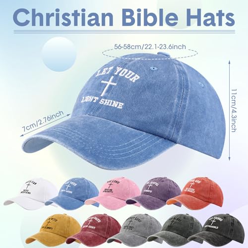 Zoooyawn 10 Pcs Jesus Christian Hats Cross Baseball Cap - color: Bright Colors