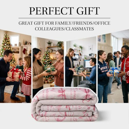Jekeno Christian Gifts Blanket God Says I Am Pink Bow Scripture Blanket - color: God Says I Am, size: 50x60 Inch