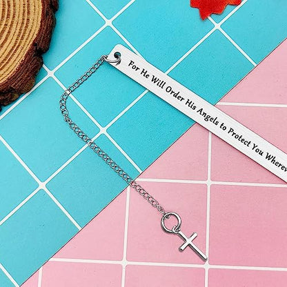Heigebi Stainless Steel Bible Verse Bookmarks Inspirational Gifts for Women Men Christian Religious Gifts for Friend Girls Book Lover Reading Lovers