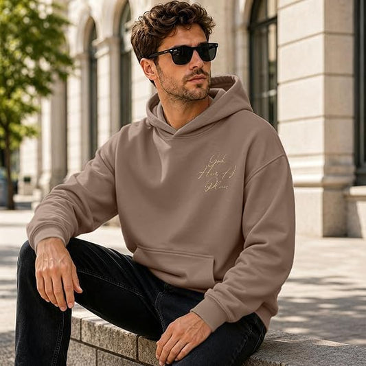 Christian Hoodies for Men God Has a Plan Graphic Tops - color: Brown, size: XX-Large