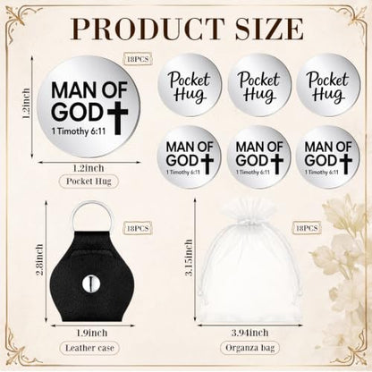Dansydaisy 18 Set Pocket Hug Token Christian Gifts with PU Leather Keychain for Motivational Faith Party Scripture Gift - style: Man of God