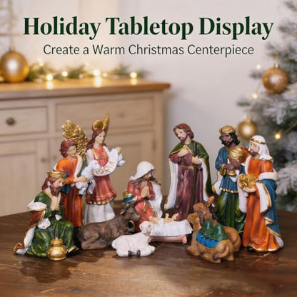 Nativity Set Christmas 12 Pcs Nativity Scene Catholic Manger Set Figurine - color: Multicolor, size: 6 inches
