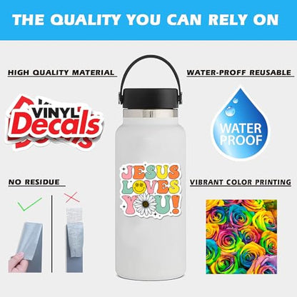 Jesus Stickers 3Pcs God Decals Vinyl Waterproof Journaling Aesthetic Christian Faith Jesus Stickers for Water Bottles, Phone Laptop (Jesus Loves You) - color: Jesus Loves You