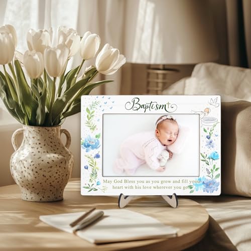 Baptism Gifts for Girl, Baptism Gifts for Boys, Baby Baptism Gift, Baptism Picture Frame, Baptism Gift for Godchild From Godparents-May God Bless You Wherever You Go, 4x6Inch Photo (Green) - color: Green